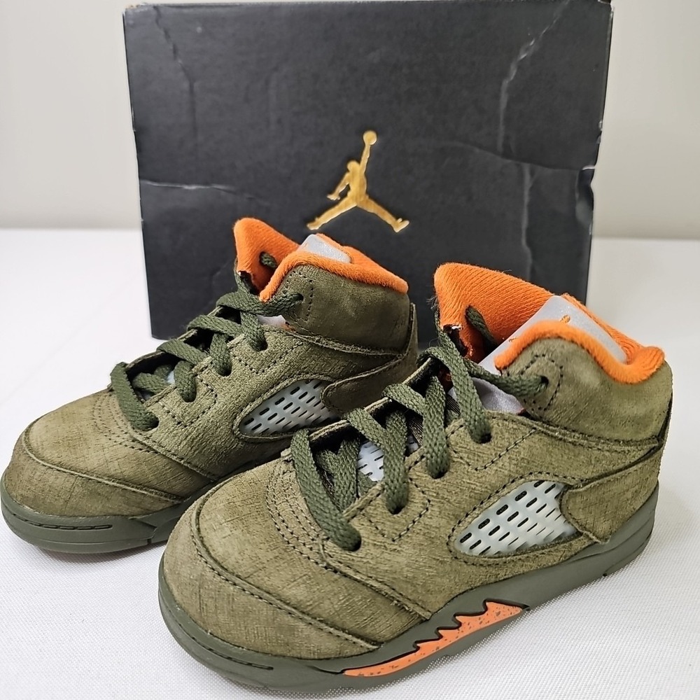 8C Toddler Nike Air Jordan 5 Retro "Olive" Army Solar 2024 440890-308 VNDS - Picture 5 of 13